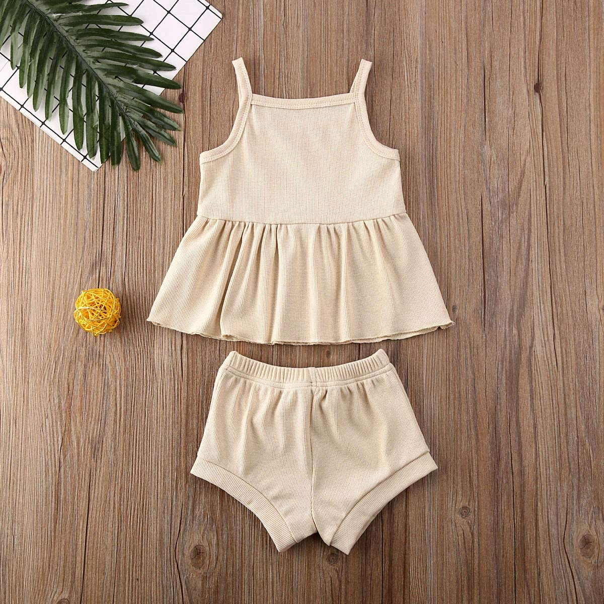 Newborn Baby Boys Girls Summer Outfits Infant Ribbed Knitted Cotton Short Sleeve T-Shirt + Shorts Two Piece Clothes Set