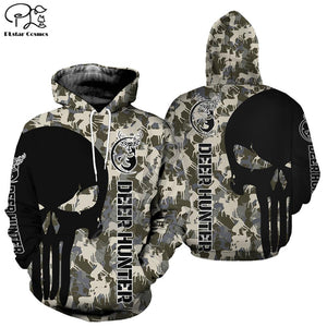 Mens women Deer hunter 3d printed Hoodies unisex long sleeve skull hunting Sweatshirts jacket warrior pullover tracksuit|Hoodies & Sweatshirts