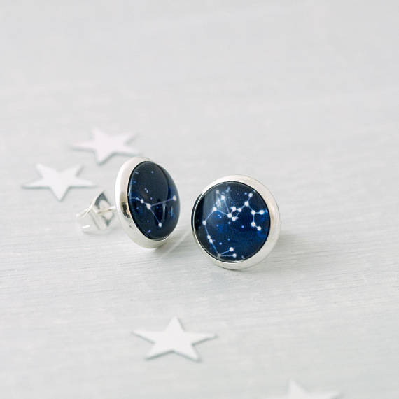 Zodiac Studs, Stud Earrings, Constellation Studs