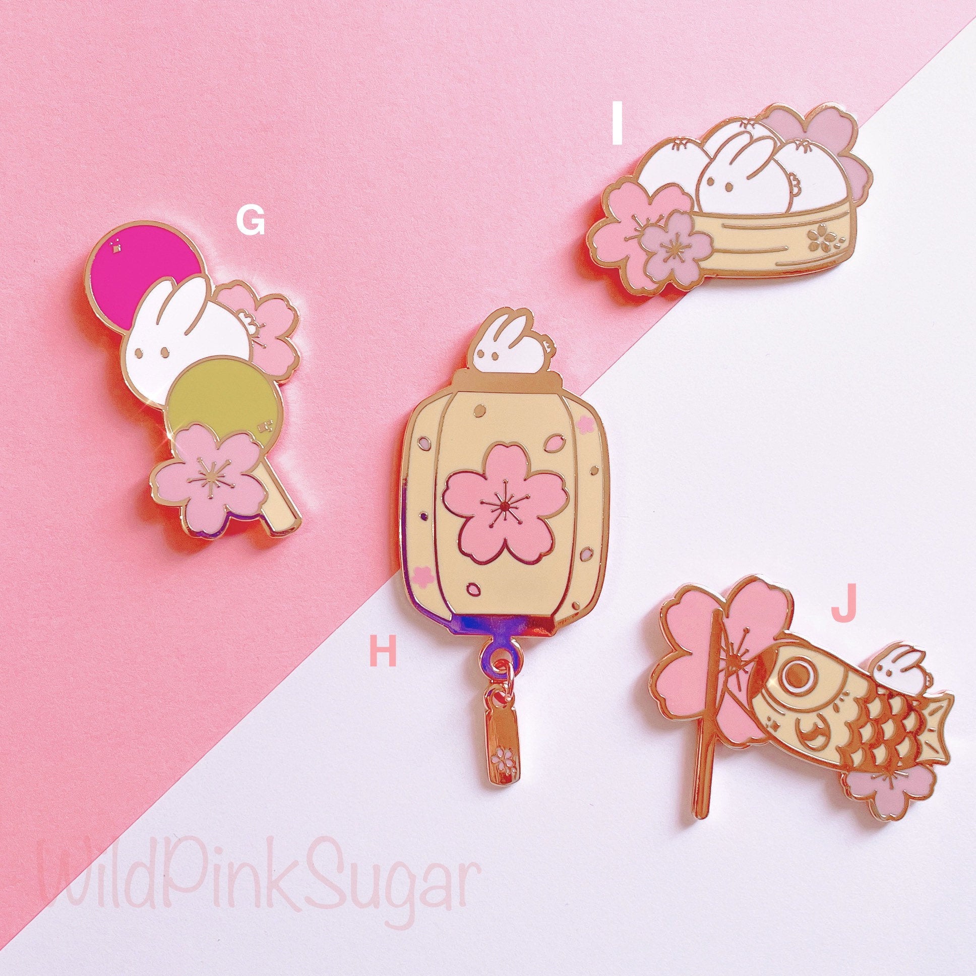 Moon Bunny Sakura - Kakegori -Takoyaki - Pai Pai - Origami - Omamori Hard Enamel Pin - Anime Manga Cute Kawaii