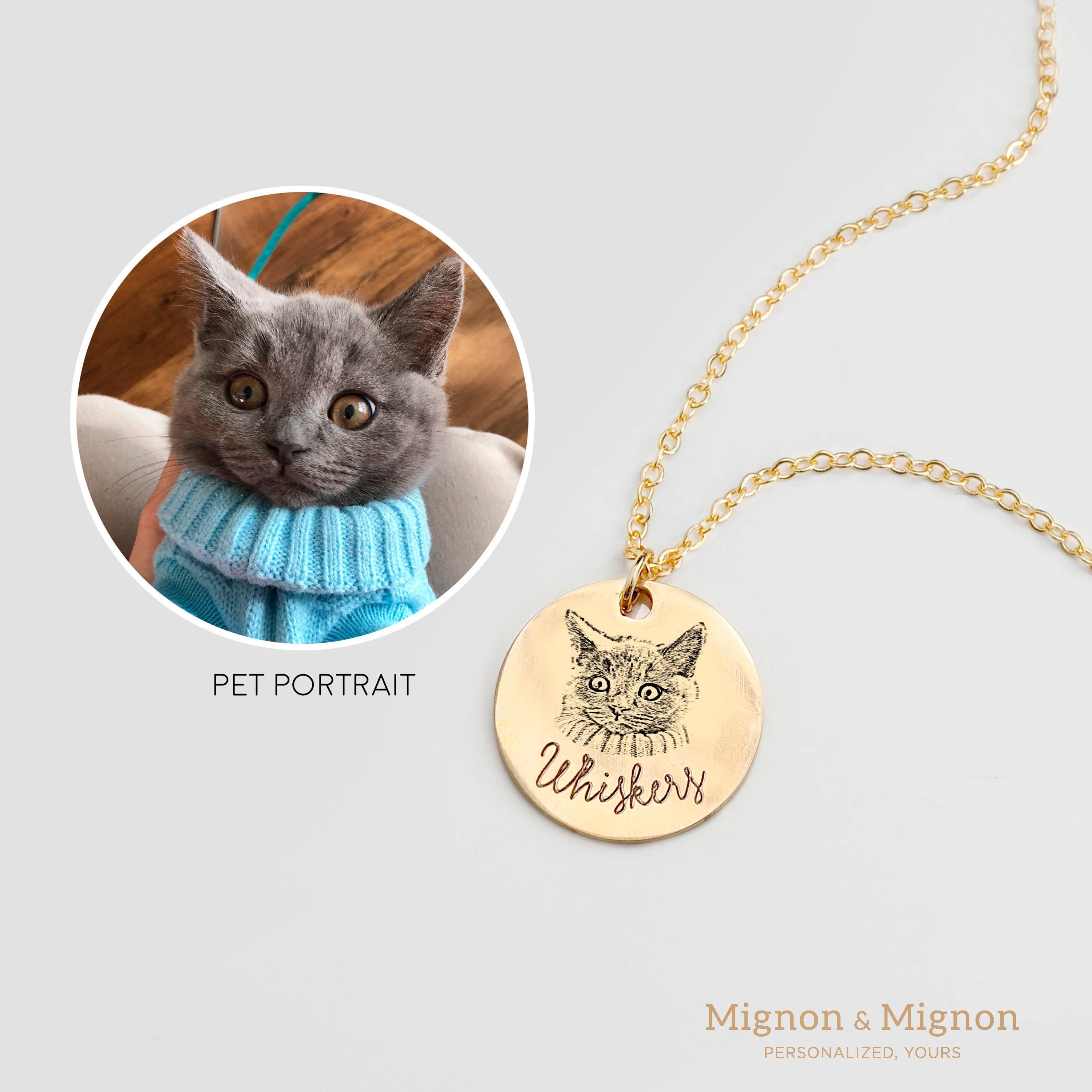 Personalized Gifts for Pet Owner Unique Jewelry Custom Cat Portrait Necklace for Mom Mother's Day Gift Pet Memorial Jewelry Gift -LCN-AP