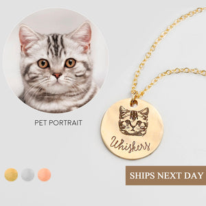 Personalized Gifts for Pet Owner Unique Jewelry Custom Cat Portrait Necklace for Mom Mother's Day Gift Pet Memorial Jewelry Gift -LCN-AP