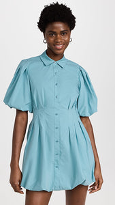 Cleo Cotton Poplin Balloon Pintuck Mini Dress