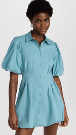 Load image into Gallery viewer, Cleo Cotton Poplin Balloon Pintuck Mini Dress

