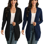 Load image into Gallery viewer, Women&#39;s Cardigan Long Sleeve Open Front Draped Sweater Rib Banded w/ Pockets
