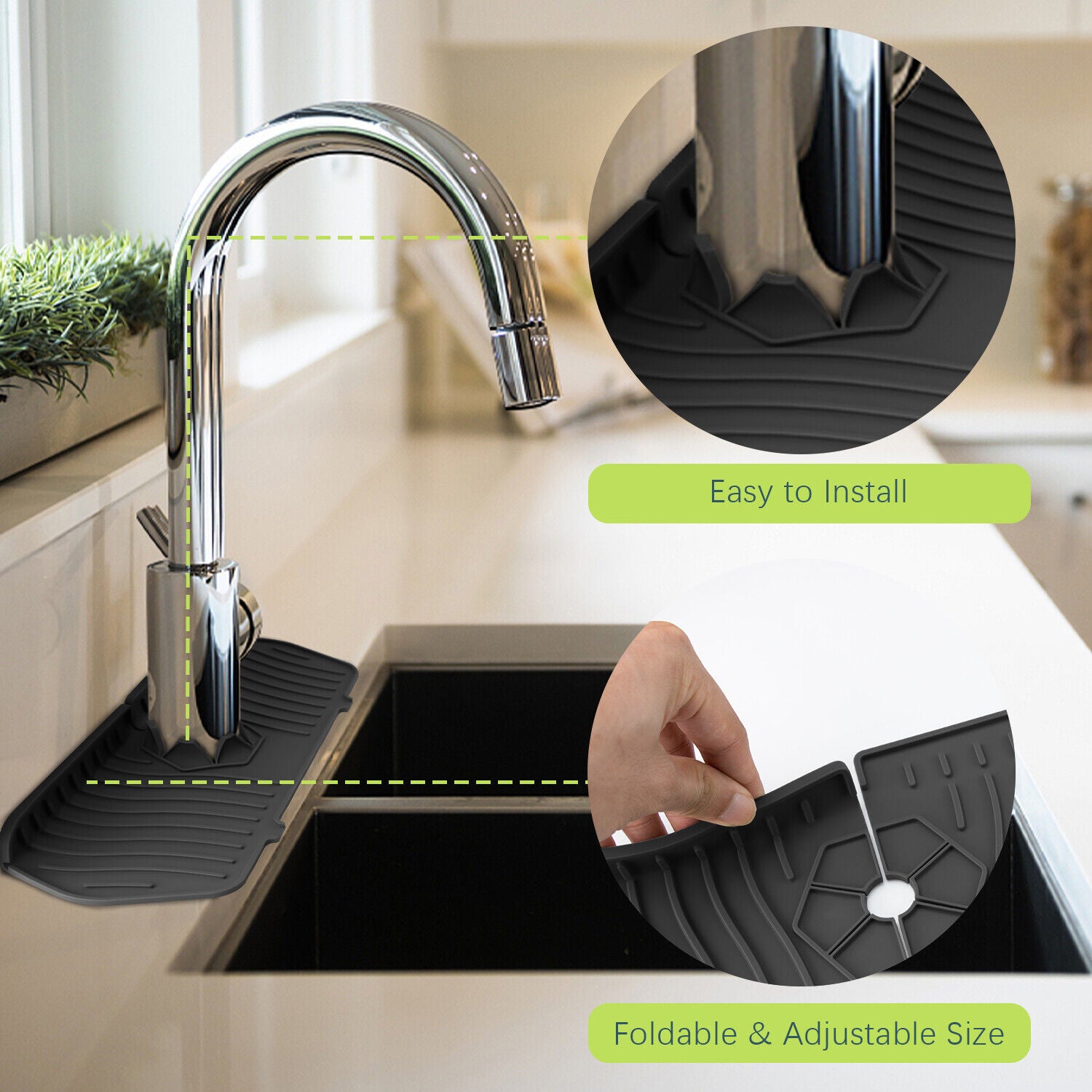 Silicone Faucet Mat For Kitchen Sink Splash Guard Bathroom Sink Slip Drain Pad