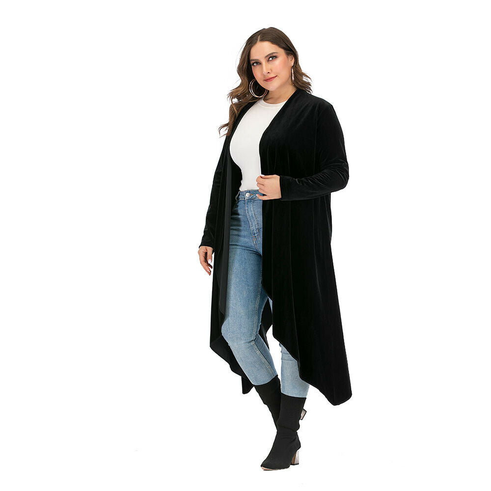 Womens Open Front Loose Blouse Cardigan Sweater Long Sleeve Tops Coats Plus Size