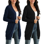 Load image into Gallery viewer, Women&#39;s Cardigan Long Sleeve Open Front Draped Sweater Rib Banded w/ Pockets
