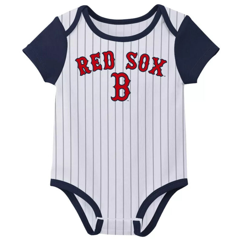 Boston Red Sox MLB Infant Baby Boys’ 3-Pack Team Bodysuits Creepers Set: 0/3-12m