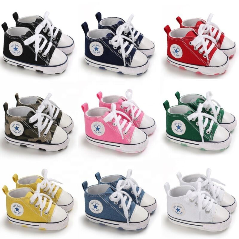 Baby Infant Classic Canvas Baby Shoes Boy Girl Soft Sole Size 1 2 3 0-18 Months