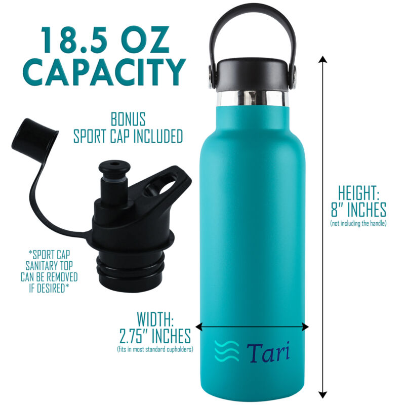 TARI Stainless Steel Bottle Wide Mouth Leakproof Flex Cap Insulated 18.5 Oz