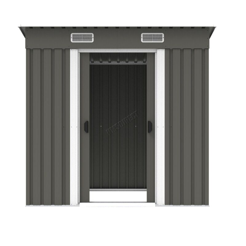 BIRCHTREE New Garden Shed Metal Pent Roof Outdoor Storage With Free Foundation