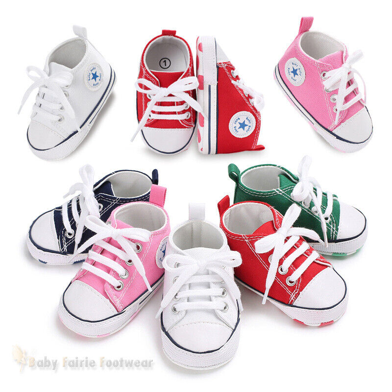 Baby Infant Classic Canvas Baby Shoes Boy Girl Soft Sole Size 1 2 3 0-18 Months