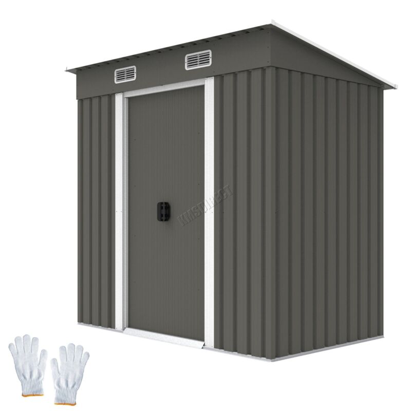 BIRCHTREE New Garden Shed Metal Pent Roof Outdoor Storage With Free Foundation