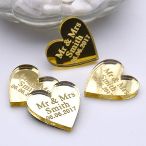 50 Pieces Personalized Engraved Baby Baptism Hangs Love Heart Wedding Table Decoration Favors Customized Hearts