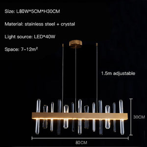 Modern Dining Room Chandelier Luxury Crystal Home Decoration Gold Rectangle Led Large Hang Lamp Indoor Lighting Fixtures - Chandeliers