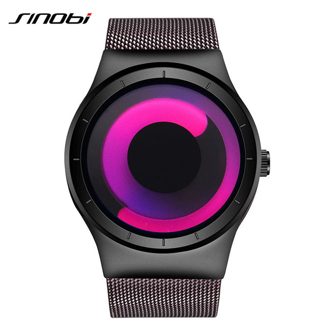 SINOBI Brand New Creative Rotation Men Watches 2017 Stainless Steel Mesh Bracelet Quartz Sport Watch Men Fashion Relogio Masculino