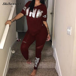 Load image into Gallery viewer, Women Set PINK Letter Print Sweatsuit Women Casual Plus Size Tops Skinny Pants Sweat Suit Two Piece Tracksuit 2 Piece Set S XXXL
