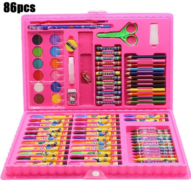 208 PCS Kid Draw Set Colored Pencil Crayon Watercolors Pens With Drawing Board Drawing Set Toy School Supplies Kid Gifts|Drawing Toys|