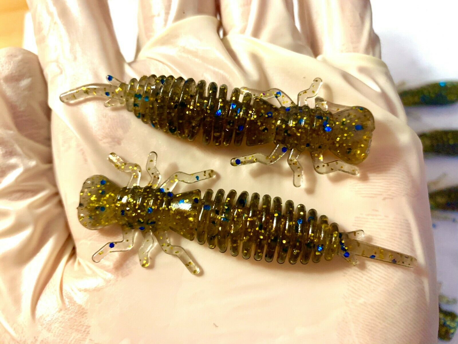 10 Pack 3" Hellgrammite Insect Larva Ned Rig Soft Plastic Lures - Soft&Durable!