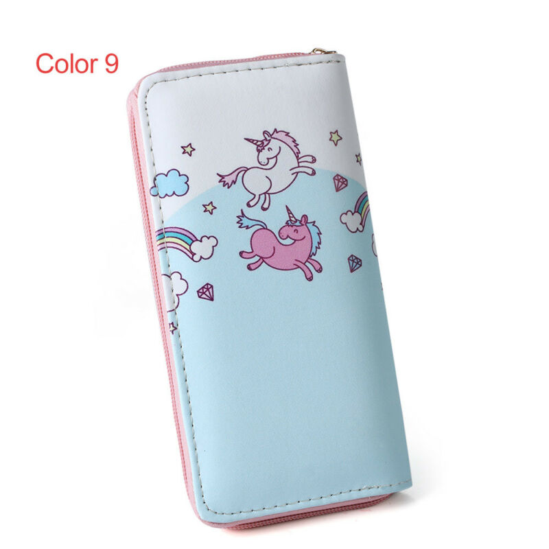 Women Unicorn Wallet Clutch Long Leather Purse Card Holder Phone Zipper Handbags