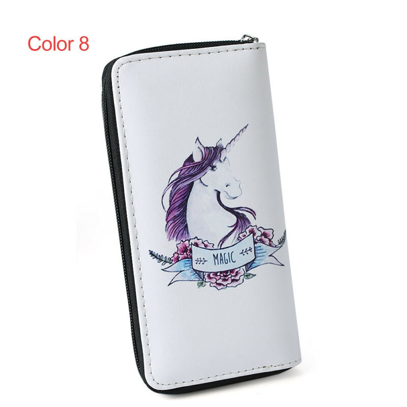 Women Unicorn Wallet Clutch Long Leather Purse Card Holder Phone Zipper Handbags