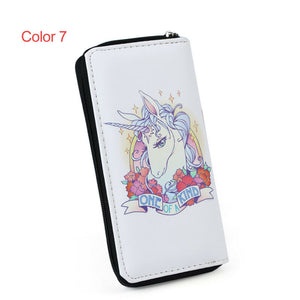 Women Unicorn Wallet Clutch Long Leather Purse Card Holder Phone Zipper Handbags