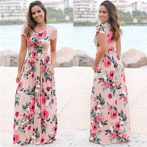 2018 Summer Long Dress Floral Print Boho Beach Dress Tunic Maxi Dress Women Evening Party Dress Sundress Vestidos de festa XXXL