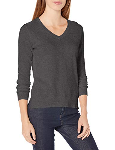 Nautica Women's Effortless J-Class Long Sleeve 100% Cotton V-Neck Sweater