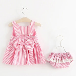 Melario Baby Clothing Sets 2019 Summer Sleeveless Dress Girls Three Piece Sets Short Pants+Dress Set Stripe Patten For Baby 6 24