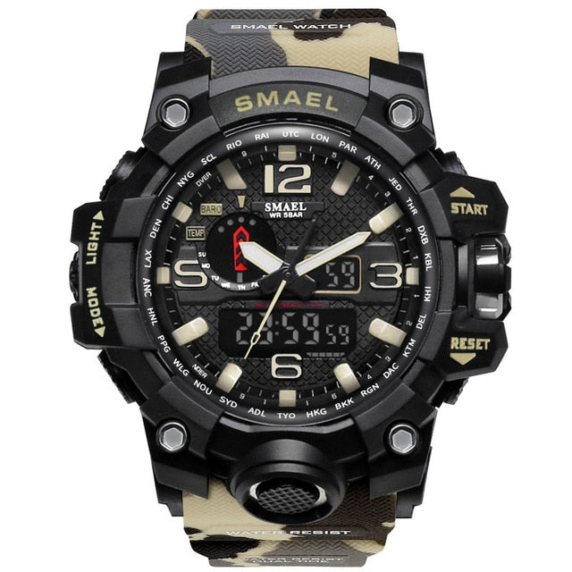 Men Military Watch 50m Waterproof Wristwatch LED Quartz Clock Sport Watch Male relogios masculino 1545 Sport Watch Men S Shock