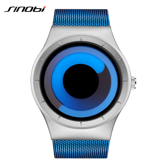 SINOBI Brand New Creative Rotation Men Watches 2017 Stainless Steel Mesh Bracelet Quartz Sport Watch Men Fashion Relogio Masculino