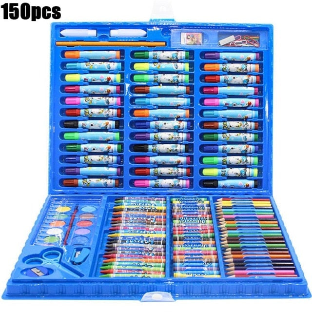 208 PCS Kid Draw Set Colored Pencil Crayon Watercolors Pens With Drawing Board Drawing Set Toy School Supplies Kid Gifts|Drawing Toys|