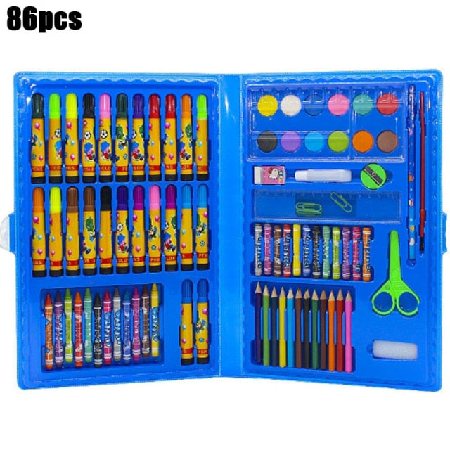 208 PCS Kid Draw Set Colored Pencil Crayon Watercolors Pens With Drawing Board Drawing Set Toy School Supplies Kid Gifts|Drawing Toys|