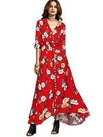 Load image into Gallery viewer, Milumia Women&#39;s Button Up Split Floral Print Flowy Party Maxi Dress
