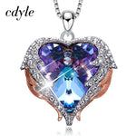 Load image into Gallery viewer, Cdyle Fashion Women Copper Material Necklace with Colorful Crystal Angel Wings Heart Pendant Necklace Birthday Party Gift
