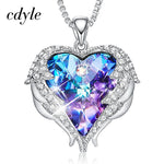 Load image into Gallery viewer, Cdyle Fashion Women Copper Material Necklace with Colorful Crystal Angel Wings Heart Pendant Necklace Birthday Party Gift
