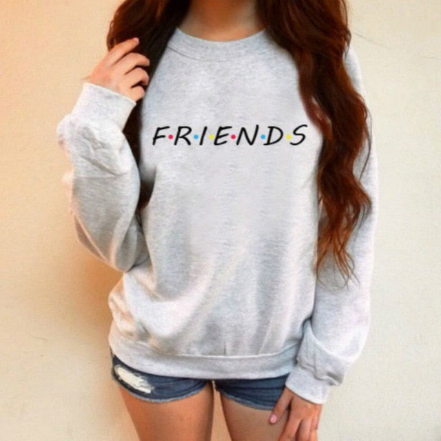 2020 NEW Fashion Womens Letters FRIENDS Print Long Sleeve Hoodie Sweatshirt Ladies Slouch Pullover Jumper Tops 5 Colors S M L XL|Hoodies & Sweatshirts|