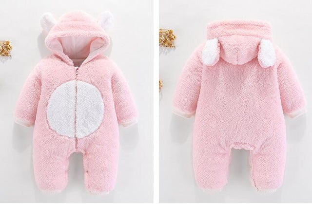 2019 Newborn Baby Winter Hoodie Clothes Polyester Infant Baby Girls Pink Climbing New Spring Outwear Rompers 3m 12m Boy Jumpsuit