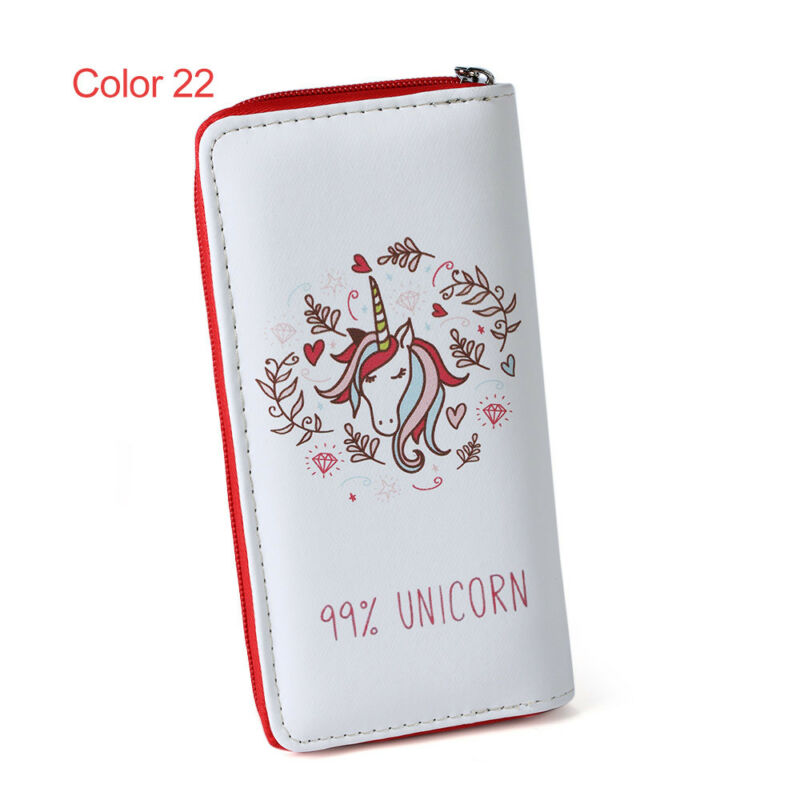 Women Unicorn Wallet Clutch Long Leather Purse Card Holder Phone Zipper Handbags