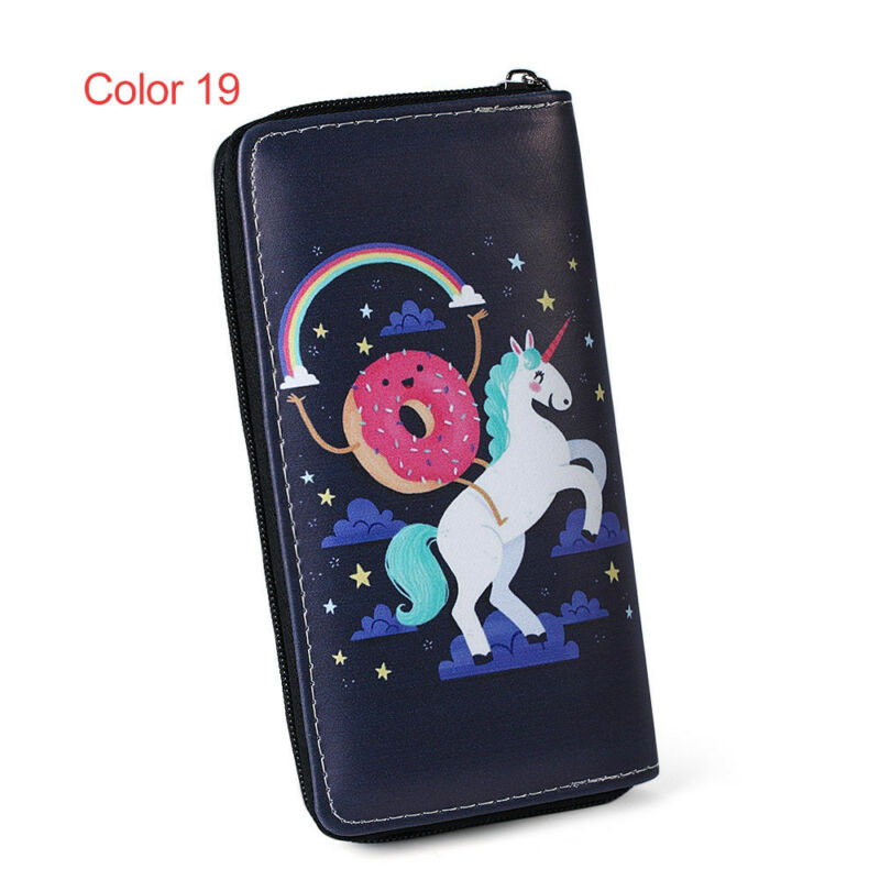 Women Unicorn Wallet Clutch Long Leather Purse Card Holder Phone Zipper Handbags