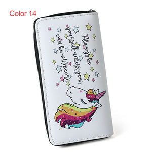 Women Unicorn Wallet Clutch Long Leather Purse Card Holder Phone Zipper Handbags