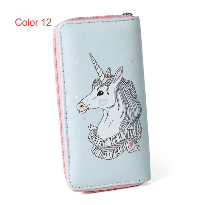 Women Unicorn Wallet Clutch Long Leather Purse Card Holder Phone Zipper Handbags