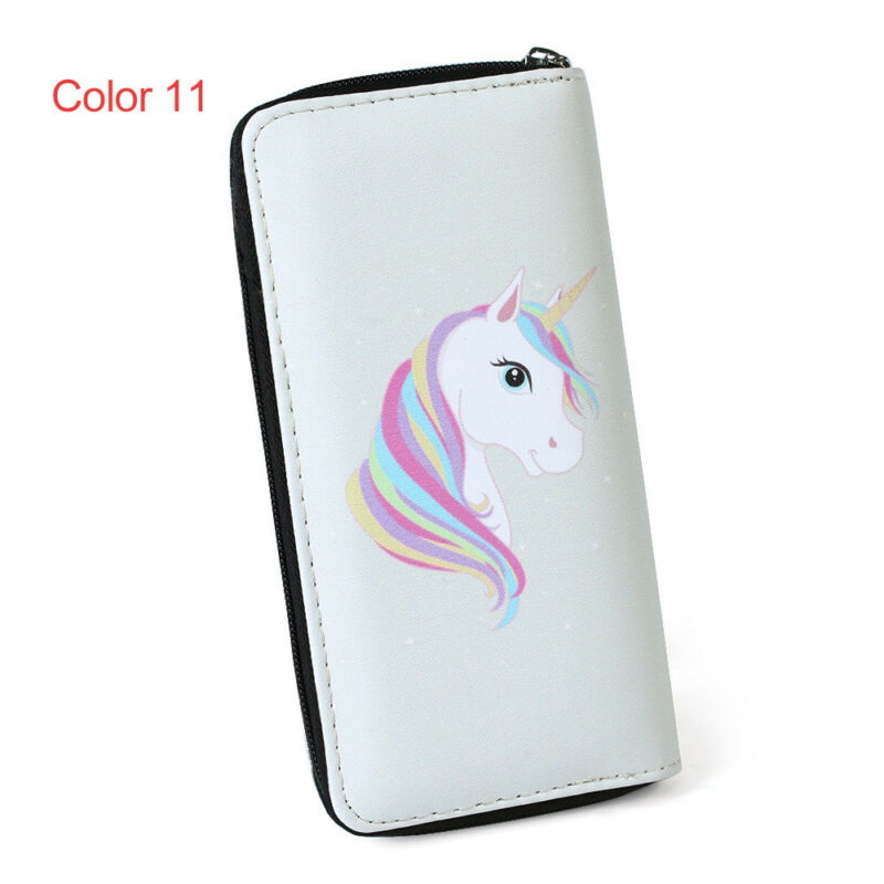 Women Unicorn Wallet Clutch Long Leather Purse Card Holder Phone Zipper Handbags