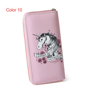 Women Unicorn Wallet Clutch Long Leather Purse Card Holder Phone Zipper Handbags