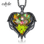 Load image into Gallery viewer, Cdyle Fashion Women Copper Material Necklace with Colorful Crystal Angel Wings Heart Pendant Necklace Birthday Party Gift
