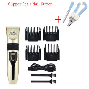 Electric Pet Dog Clipper Dog Hair Trimmer Kit Rechargeable Pet Dog Cat Low noise Grooming Shaver Cut Machine Set+Spare Blade|Dog Hair Trimmers|