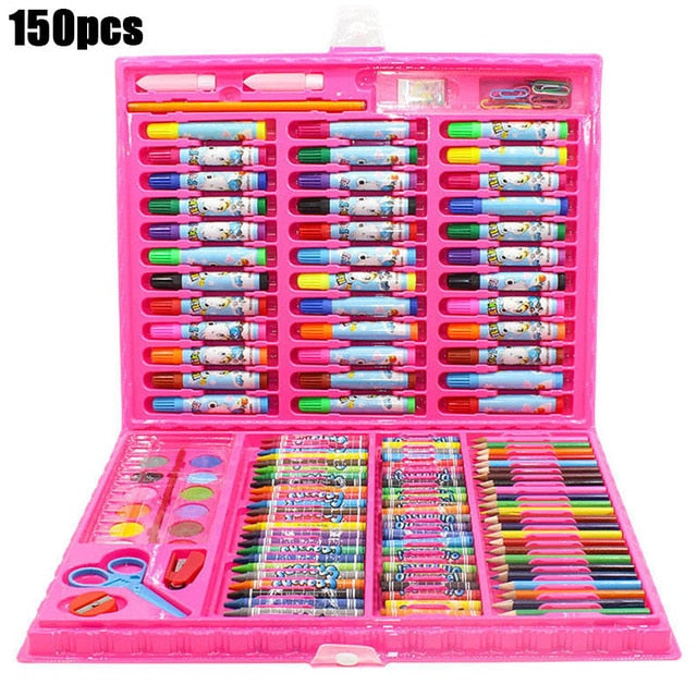 208 PCS Kid Draw Set Colored Pencil Crayon Watercolors Pens With Drawing Board Drawing Set Toy School Supplies Kid Gifts|Drawing Toys|