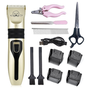 Electric Pet Dog Clipper Dog Hair Trimmer Kit Rechargeable Pet Dog Cat Low noise Grooming Shaver Cut Machine Set+Spare Blade|Dog Hair Trimmers|