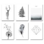 Load image into Gallery viewer, Scandinavian Poster Black White Deer Dandelion Nordic Style Wall Art Canvas Print Painting Decoration Picture Living Room Decor|Painting &amp; Calligraphy
